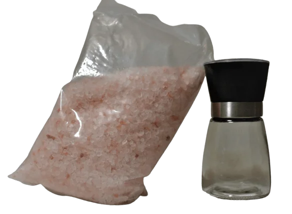 Kristallsalz Granulat - nicht jodiert, 1 Kg Typ Himalaya inklusive Salzmühle